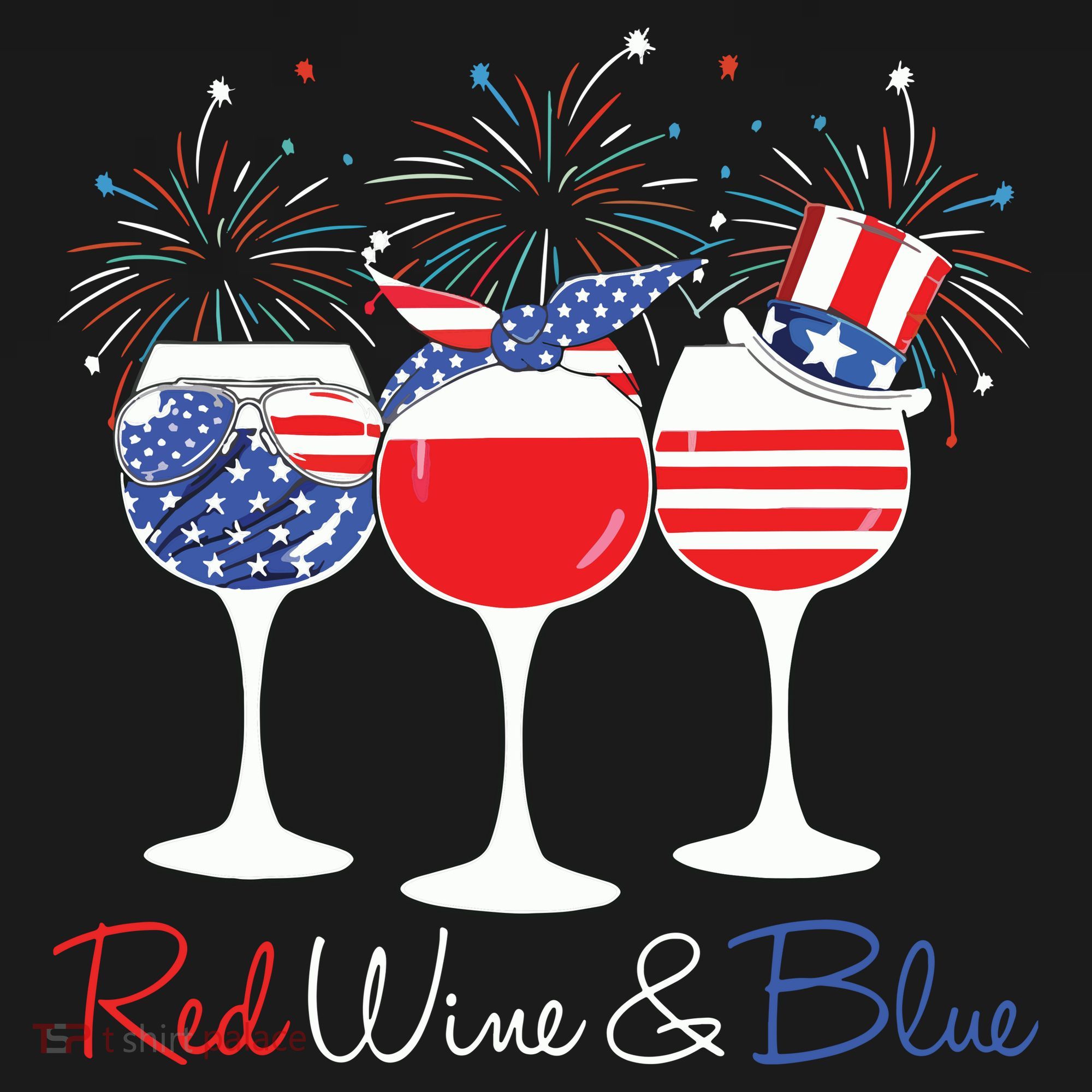 Red Wine Blue Funny America USA Flag 4th Of July Patriotic Women's Tank Top