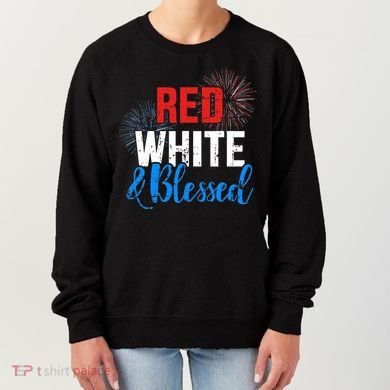 Red white blessed for Independence day on 4th of July Women's Sweatshirt