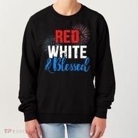 Red white blessed for Independence day on 4th of July Women's Sweatshirt thumb 0