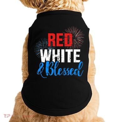 Red white blessed for Independence day on 4th of July Doggie Tank