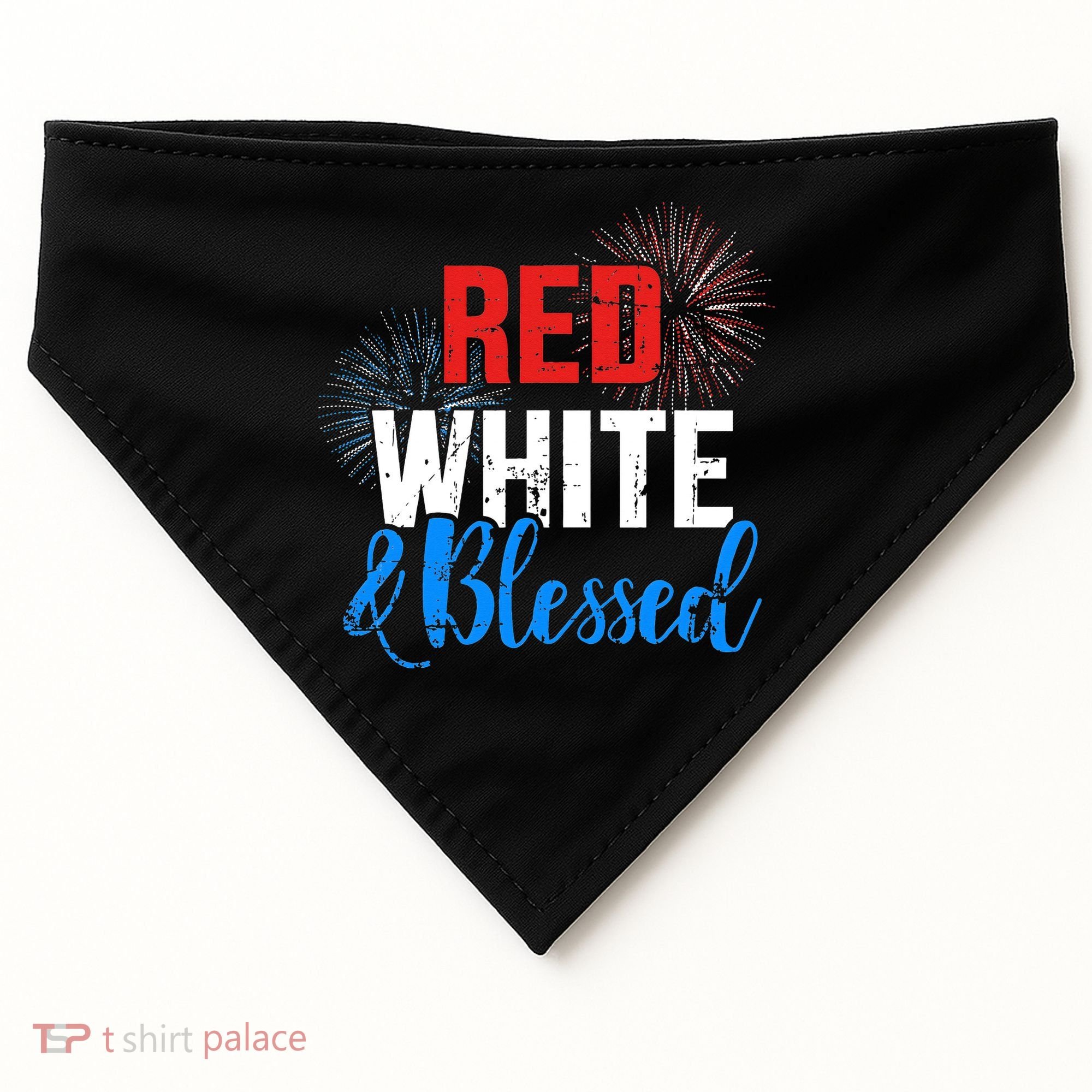 Red white blessed for Independence day on 4th of July USA-Made Doggie Bandana