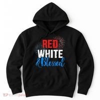 Red white blessed for Independence day on 4th of July Hoodie thumb 0