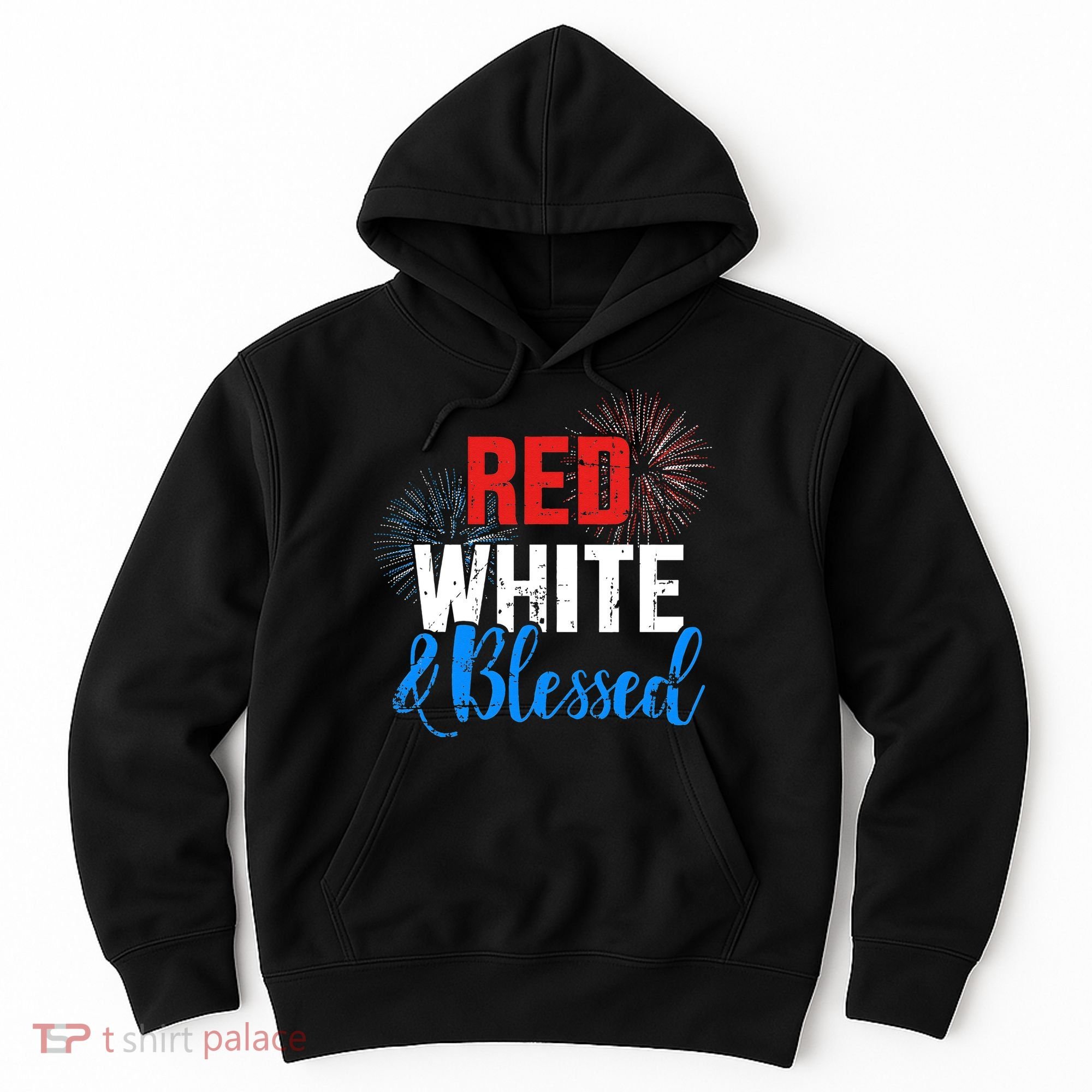 Red white blessed for Independence day on 4th of July Hoodie