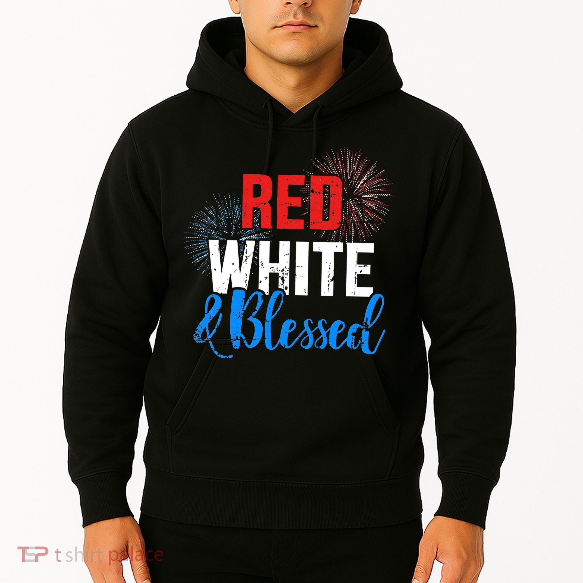 Red white blessed for Independence day on 4th of July Hoodie