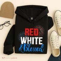 Red white blessed for Independence day on 4th of July Hoodie thumb 4