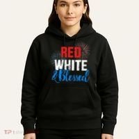 Red white blessed for Independence day on 4th of July Hoodie thumb 5
