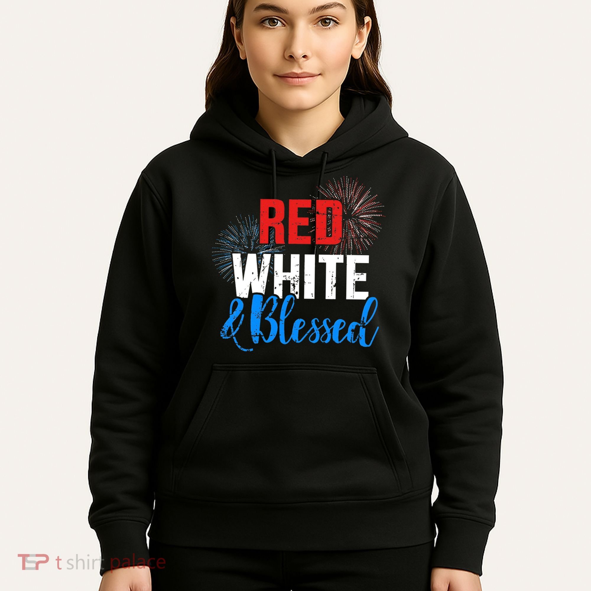 Red white blessed for Independence day on 4th of July Hoodie
