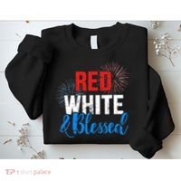 Red white blessed for Independence day on 4th of July Sweatshirt thumb 2