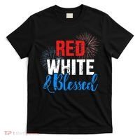 Red white blessed for Independence day on 4th of July T-Shirt thumb 0