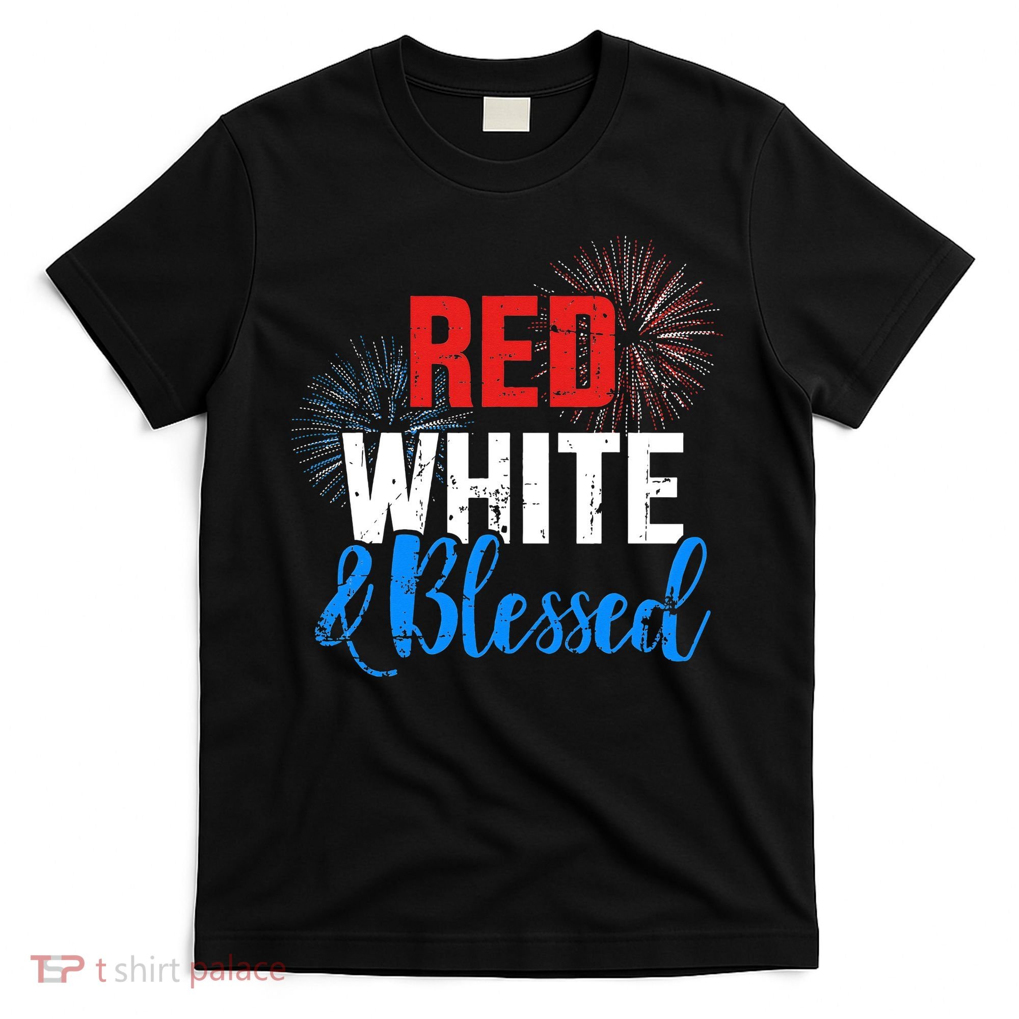 Red white blessed for Independence day on 4th of July T-Shirt