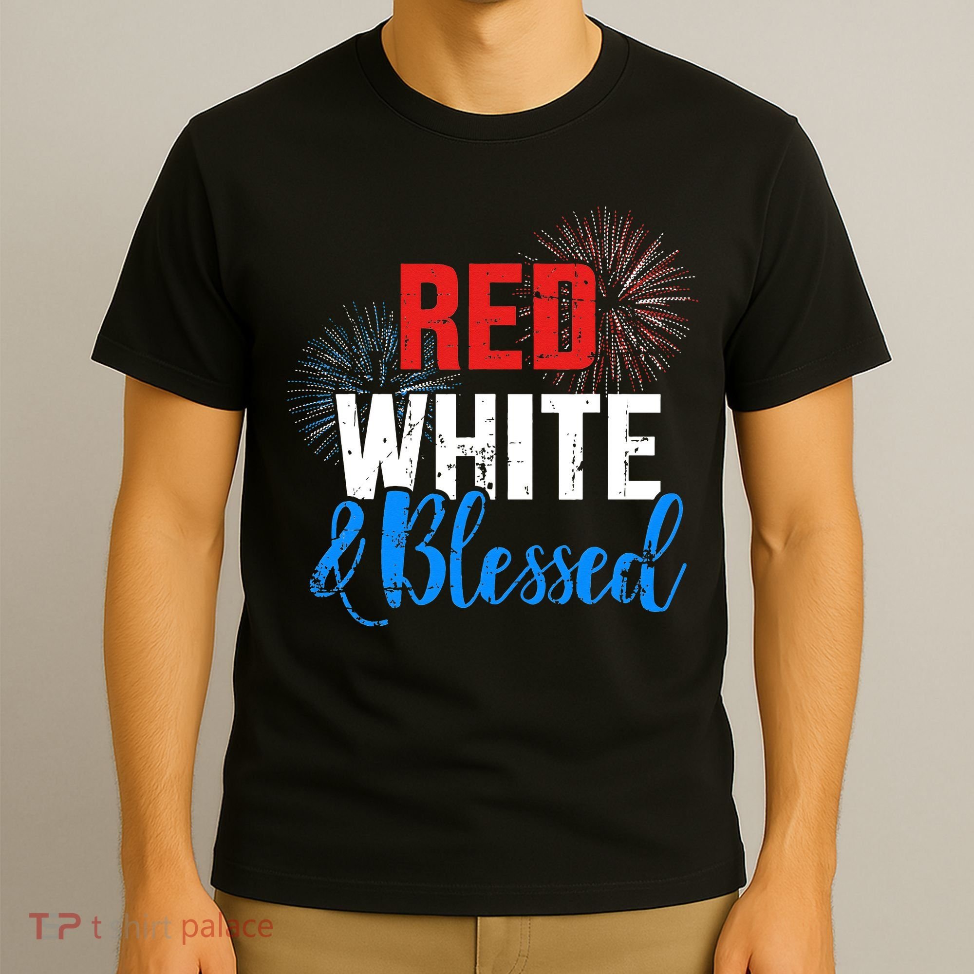 Red white blessed for Independence day on 4th of July T-Shirt