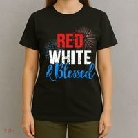 Red white blessed for Independence day on 4th of July T-Shirt thumb 4