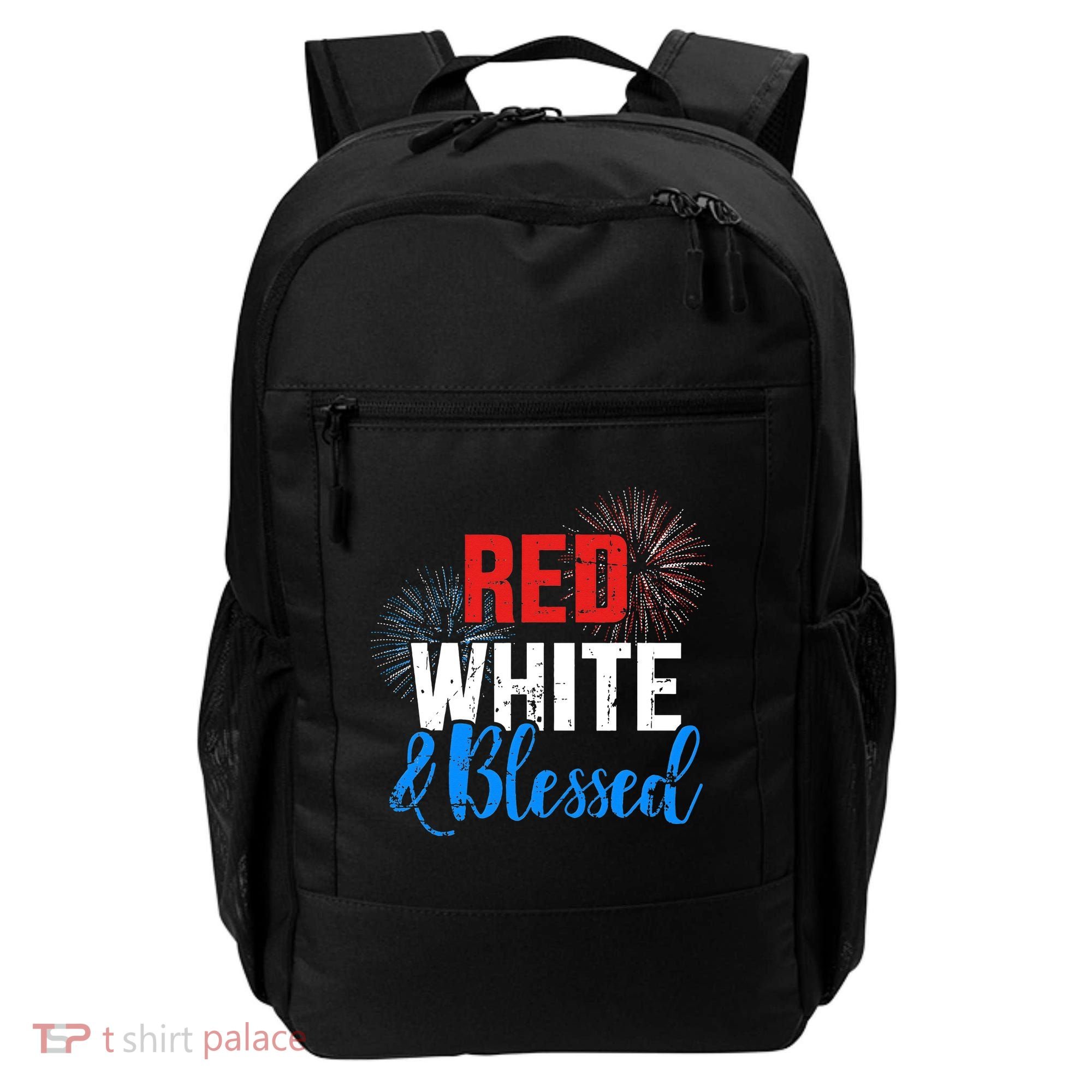 Red white blessed for Independence day on 4th of July Backpack