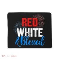 Red white blessed for Independence day on 4th of July Mousepad thumb 0