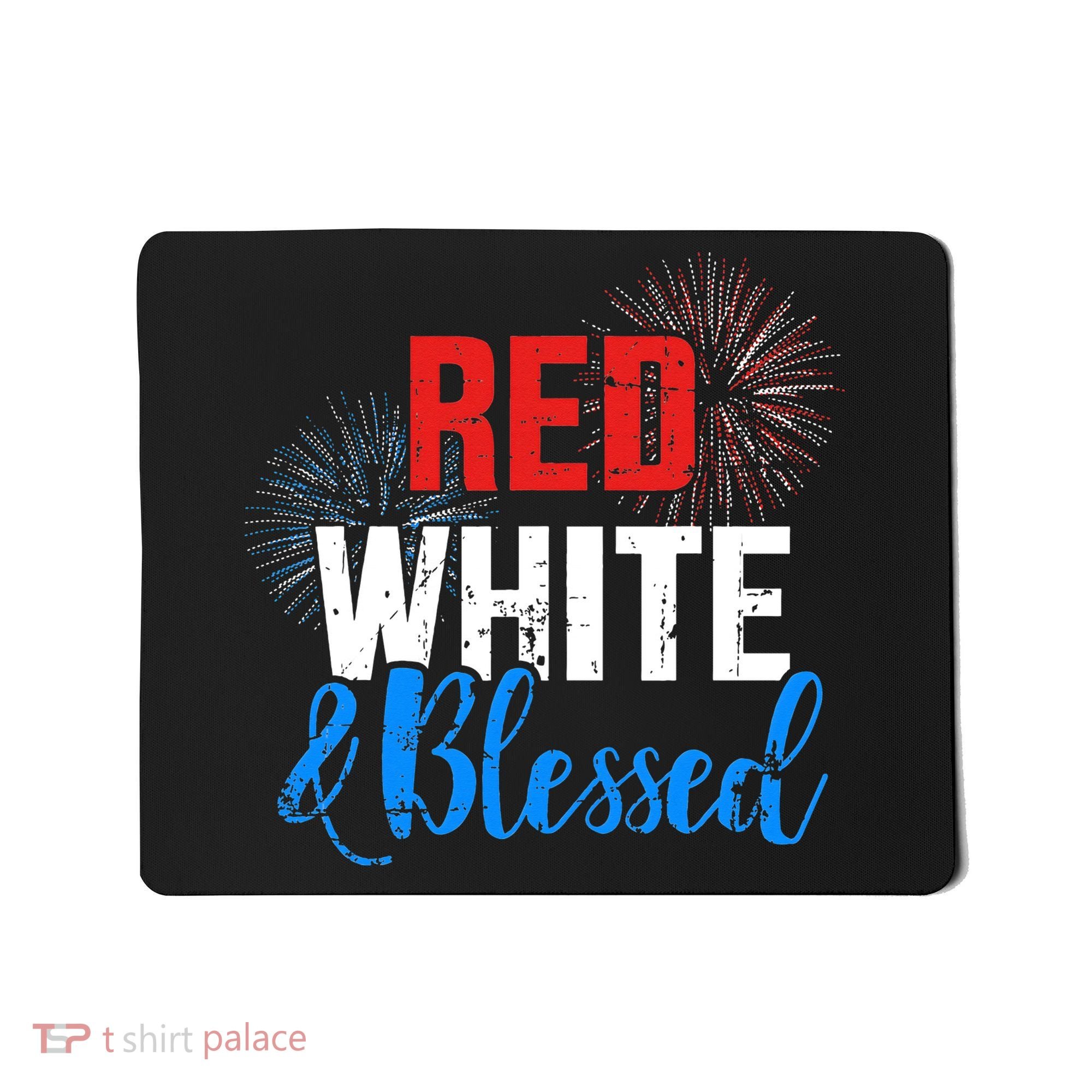Red white blessed for Independence day on 4th of July Mousepad