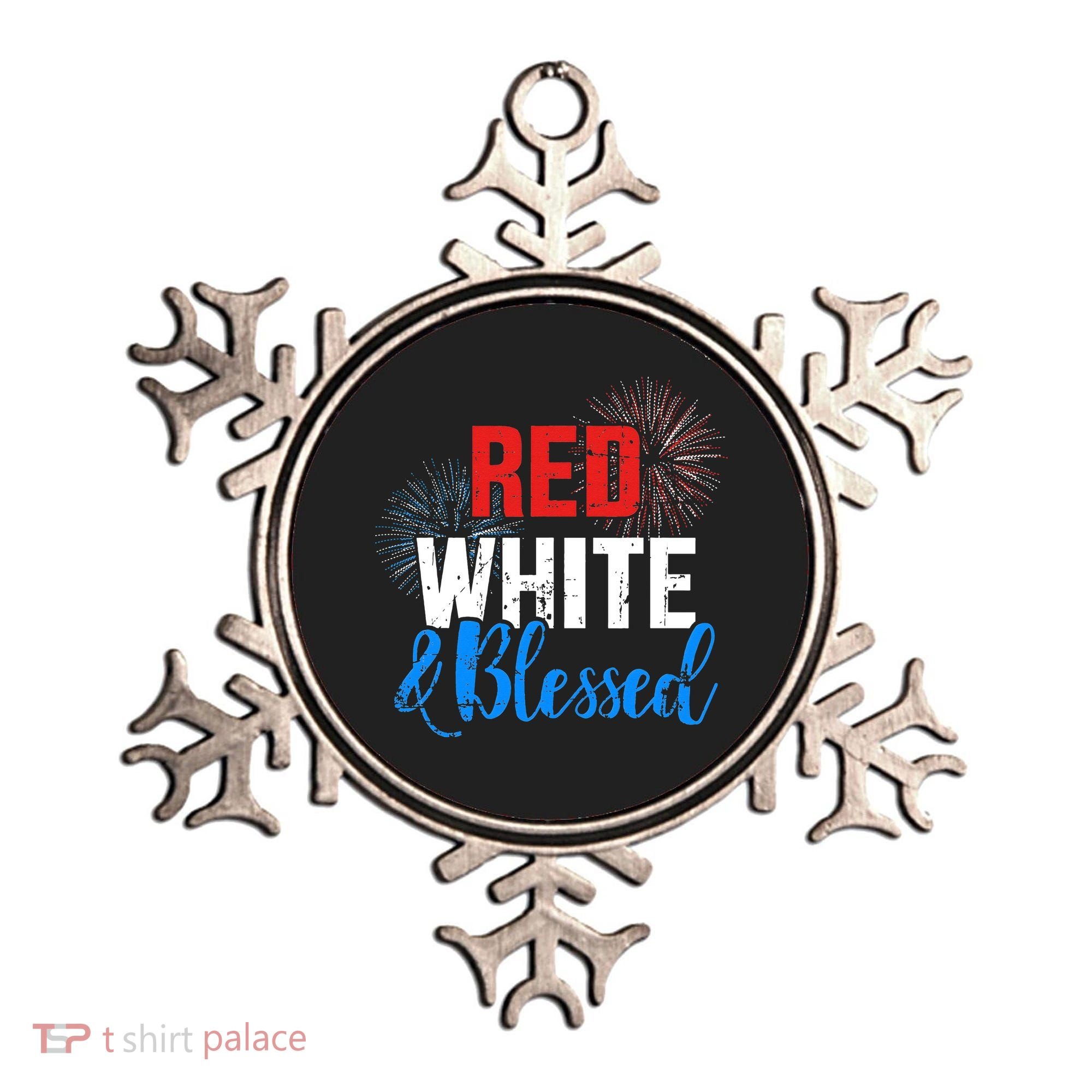 Red white blessed for Independence day on 4th of July Ornament