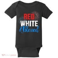 Red white blessed for Independence day on 4th of July Baby Bodysuit thumb 0