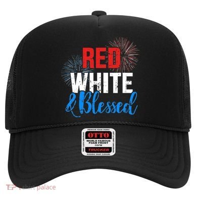 Red white blessed for Independence day on 4th of July Hat