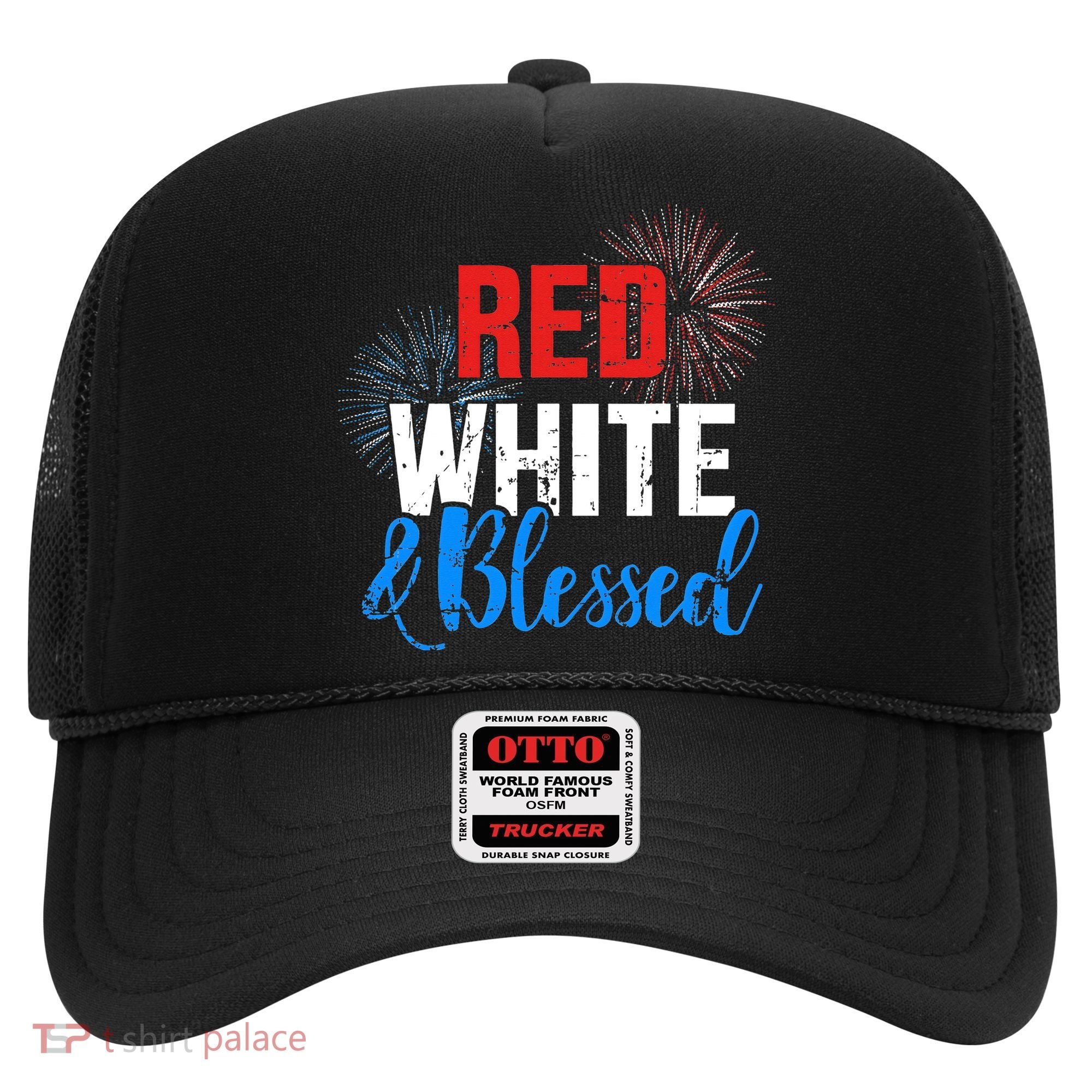 Red white blessed for Independence day on 4th of July Hat