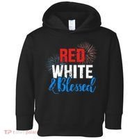 Red white blessed for Independence day on 4th of July Toddler Hoodie thumb 0