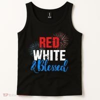 Red white blessed for Independence day on 4th of July Tank Top thumb 2