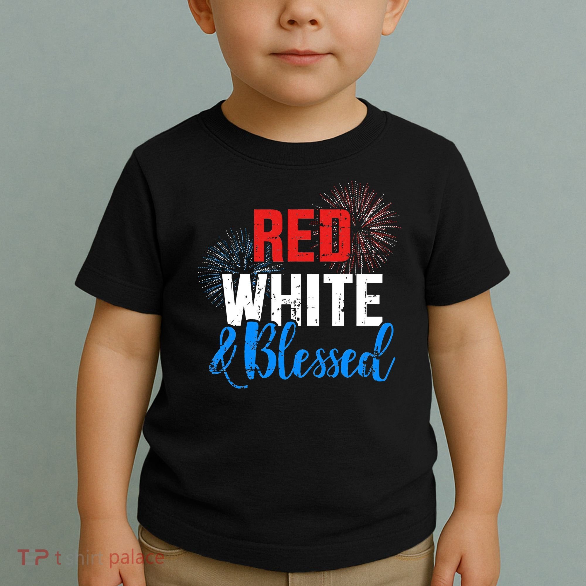 Red white blessed for Independence day on 4th of July Toddler T-Shirt