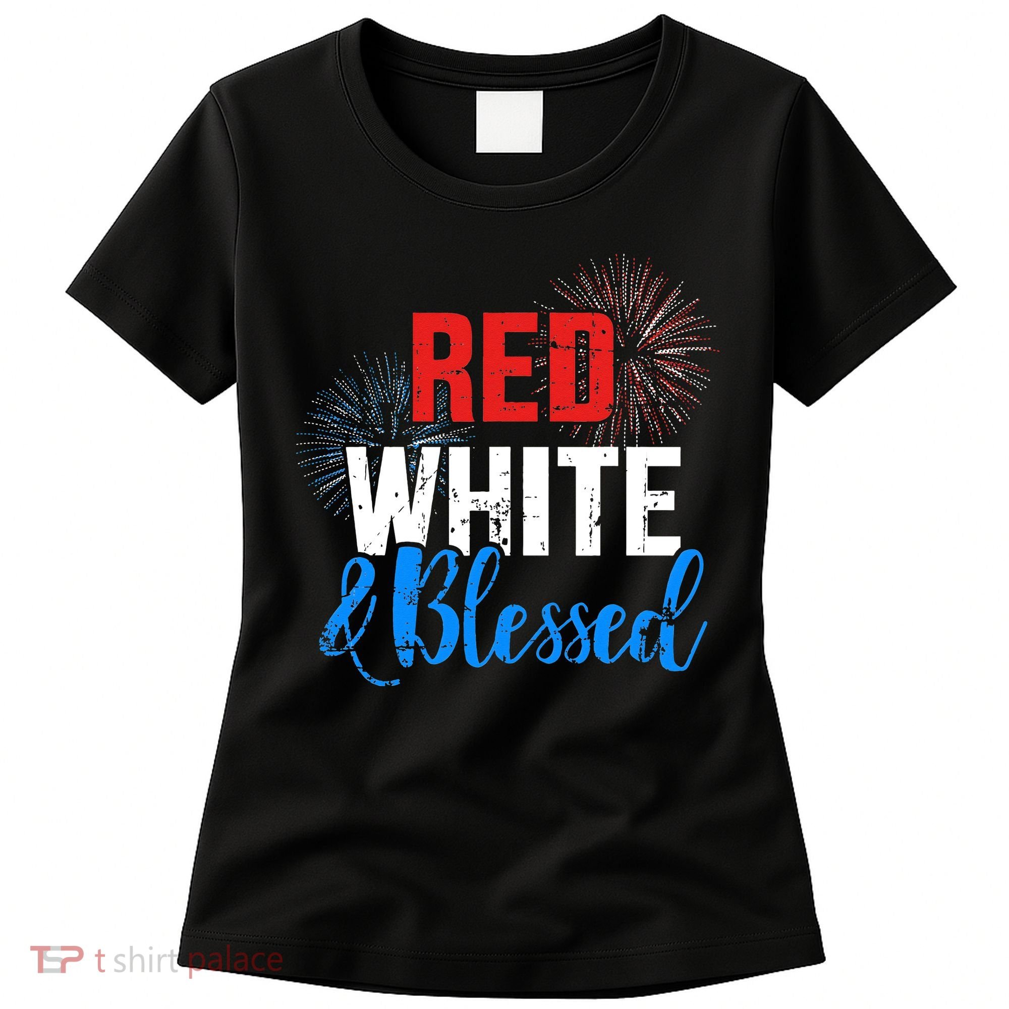 Red white blessed for Independence day on 4th of July Women's T-Shirt