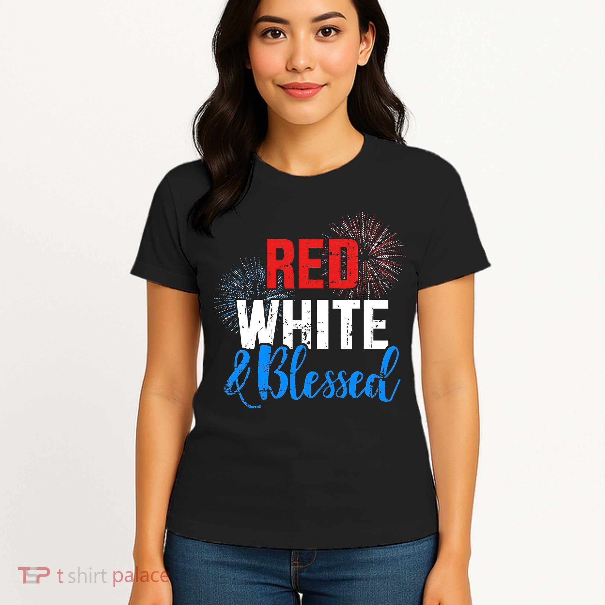 Red white blessed for Independence day on 4th of July Women's T-Shirt