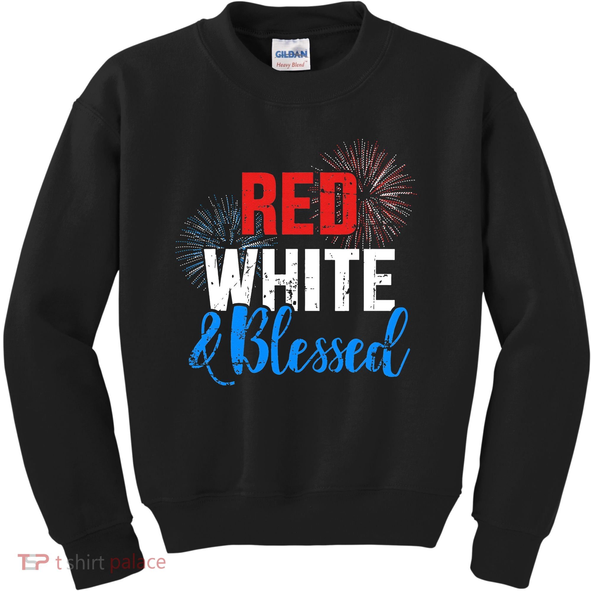 Red white blessed for Independence day on 4th of July Kids Sweatshirt