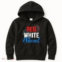 Red white blessed for Independence day on 4th of July Kids Hoodie thumb 0