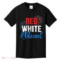 Red white blessed for Independence day on 4th of July Kids T-Shirt thumb 0