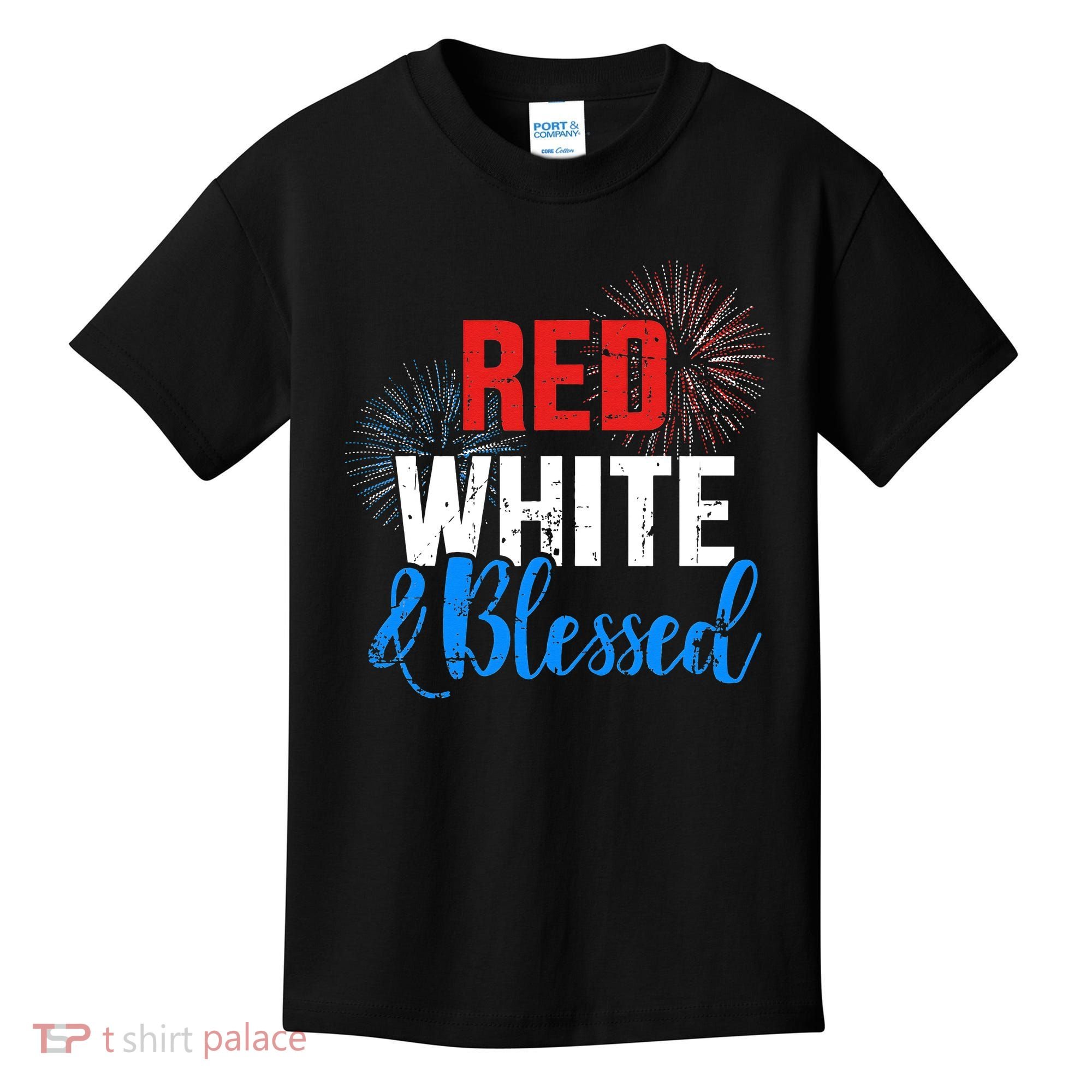 Red white blessed for Independence day on 4th of July Kids T-Shirt