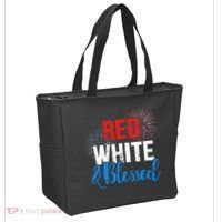 Red white blessed for Independence day on 4th of July Tote Bag thumb 2