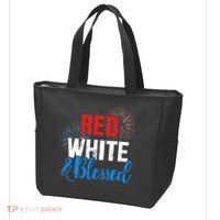Red white blessed for Independence day on 4th of July Tote Bag thumb 3