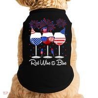 Red Wine & Blue 4th Of July Wine Red White Blue Wine Glasses Doggie Tank thumb 0