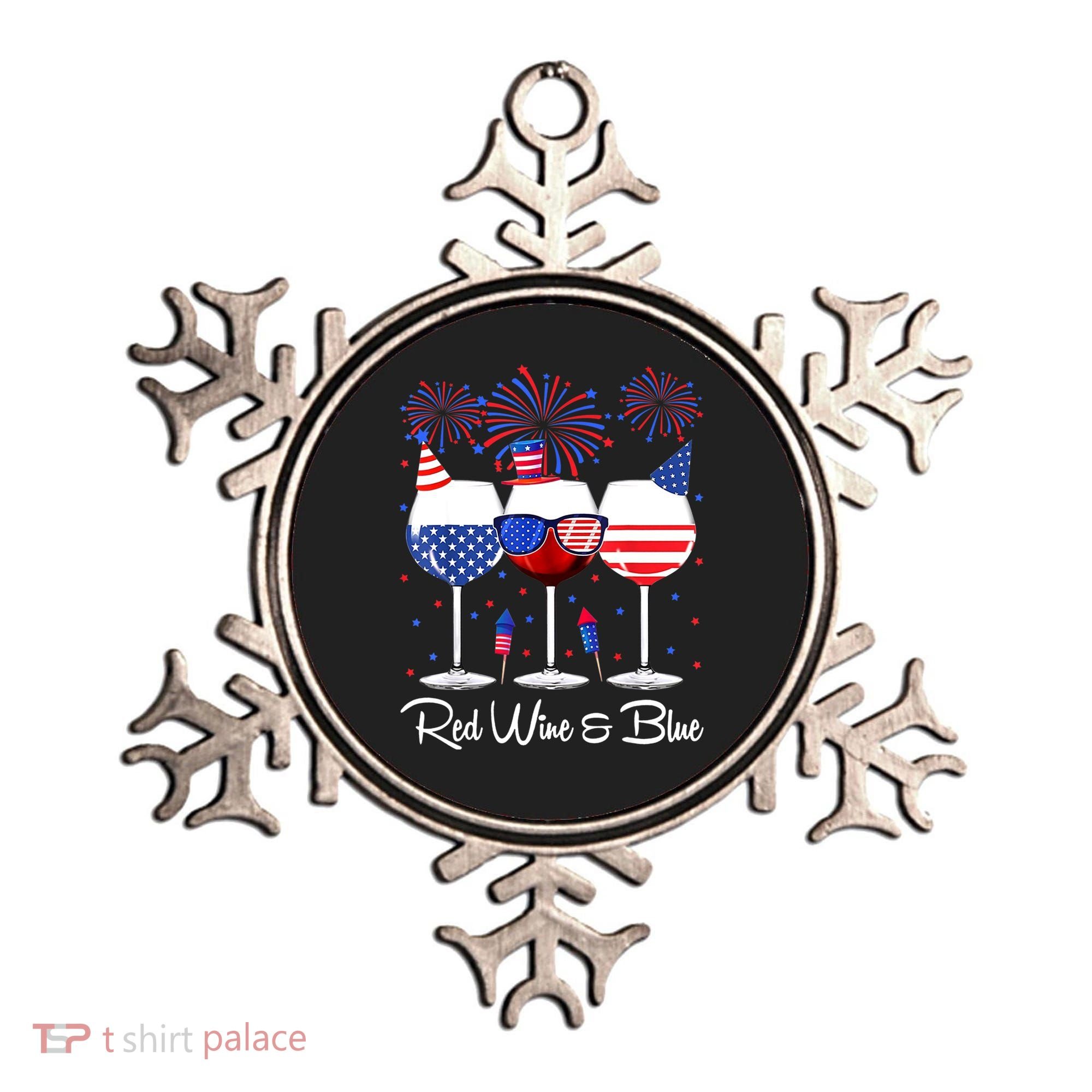 Red Wine & Blue 4th Of July Wine Red White Blue Wine Glasses Ornament