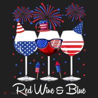 Red Wine & Blue 4th Of July Wine Red White Blue Wine Glasses Golf Towel thumb 3