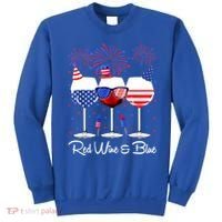 Red Wine & Blue 4th Of July Wine Red White Blue Wine Glasses Sweatshirt thumb 0
