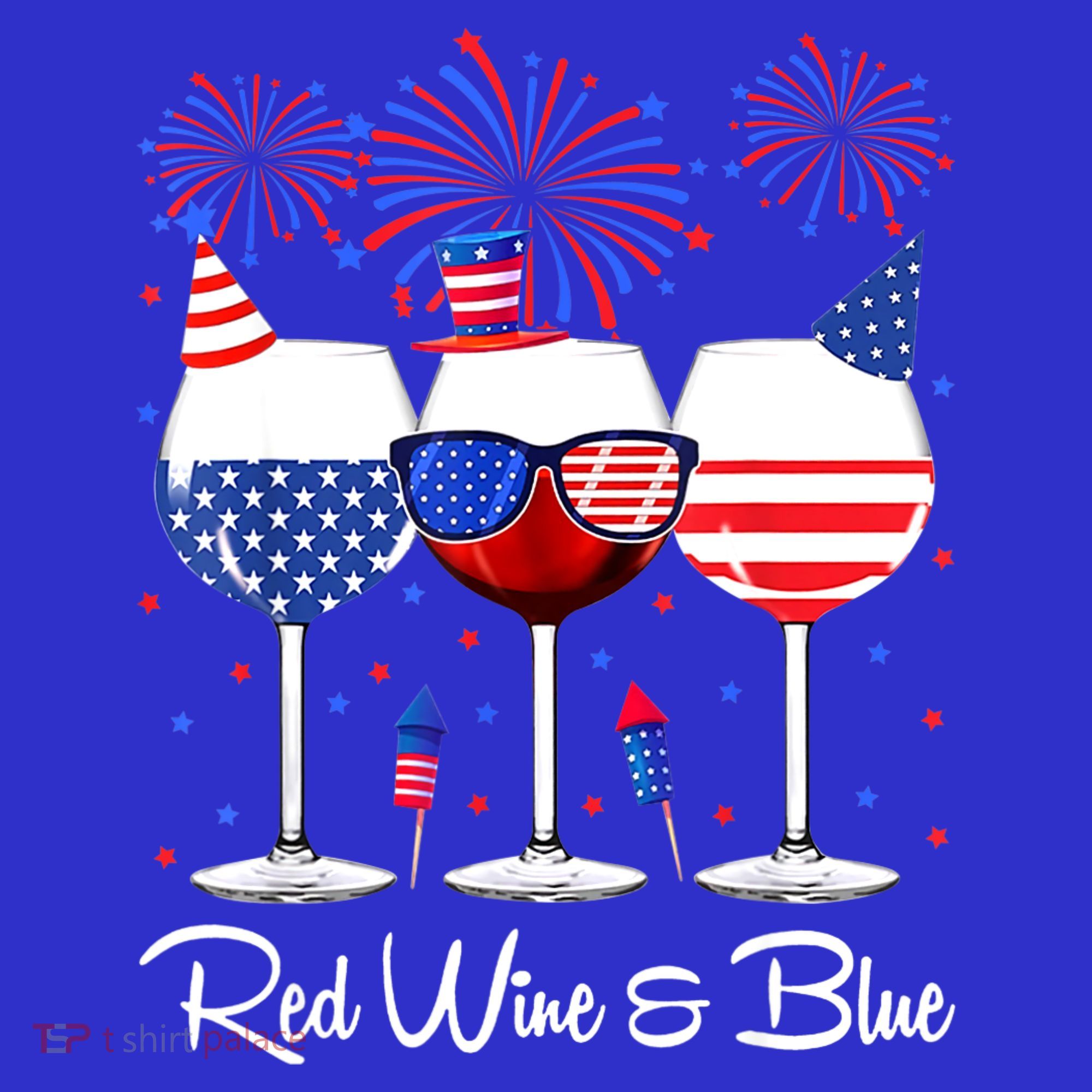 Red Wine & Blue 4th Of July Wine Red White Blue Wine Glasses Sweatshirt