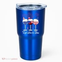 Red Wine & Blue 4th Of July Wine Red White Blue Wine Glasses Tumbler thumb 0