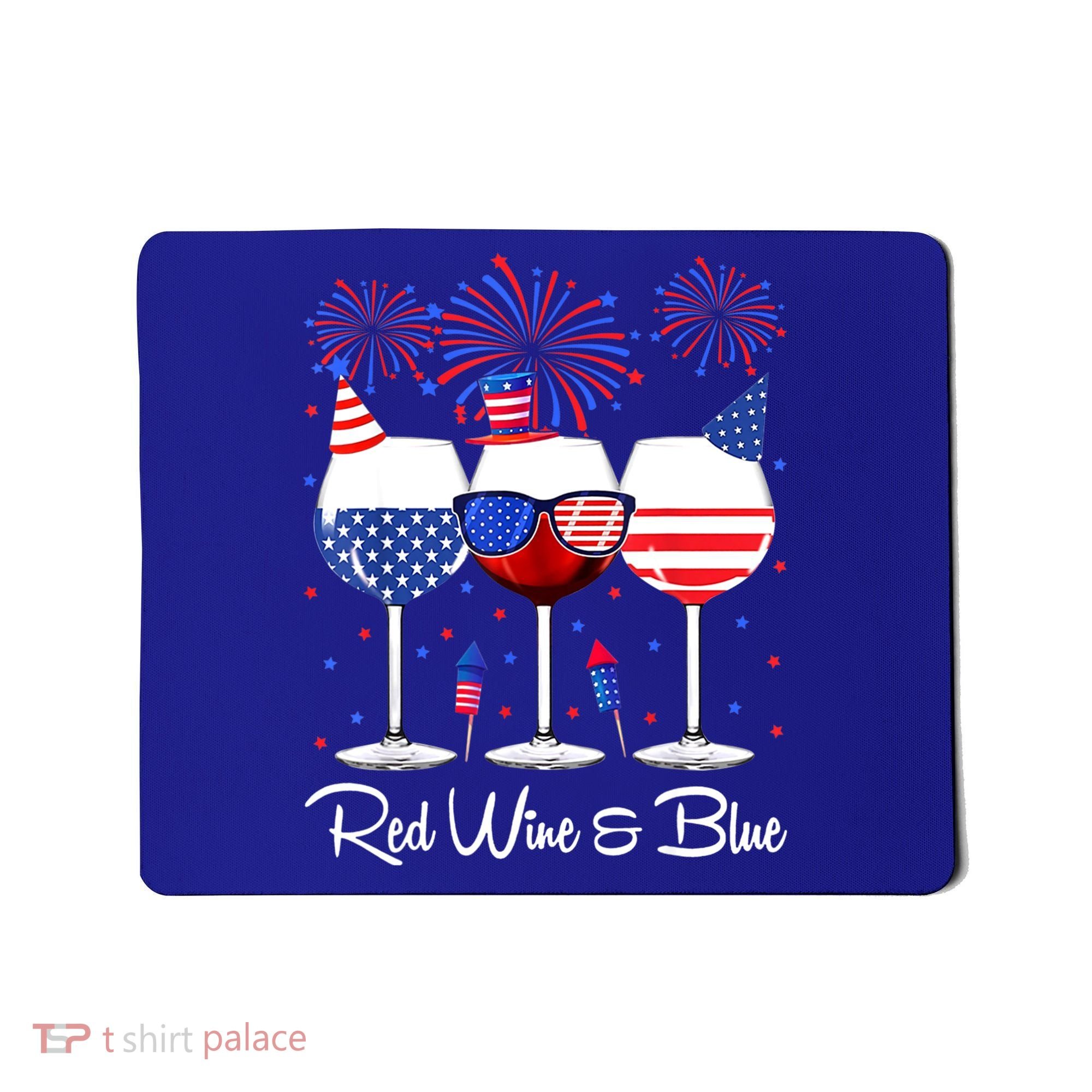 Red Wine & Blue 4th Of July Wine Red White Blue Wine Glasses Mousepad