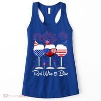 Red Wine & Blue 4th Of July Wine Red White Blue Wine Glasses Women's Tank Top thumb 0