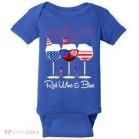 Red Wine & Blue 4th Of July Wine Red White Blue Wine Glasses Baby Bodysuit thumb 0