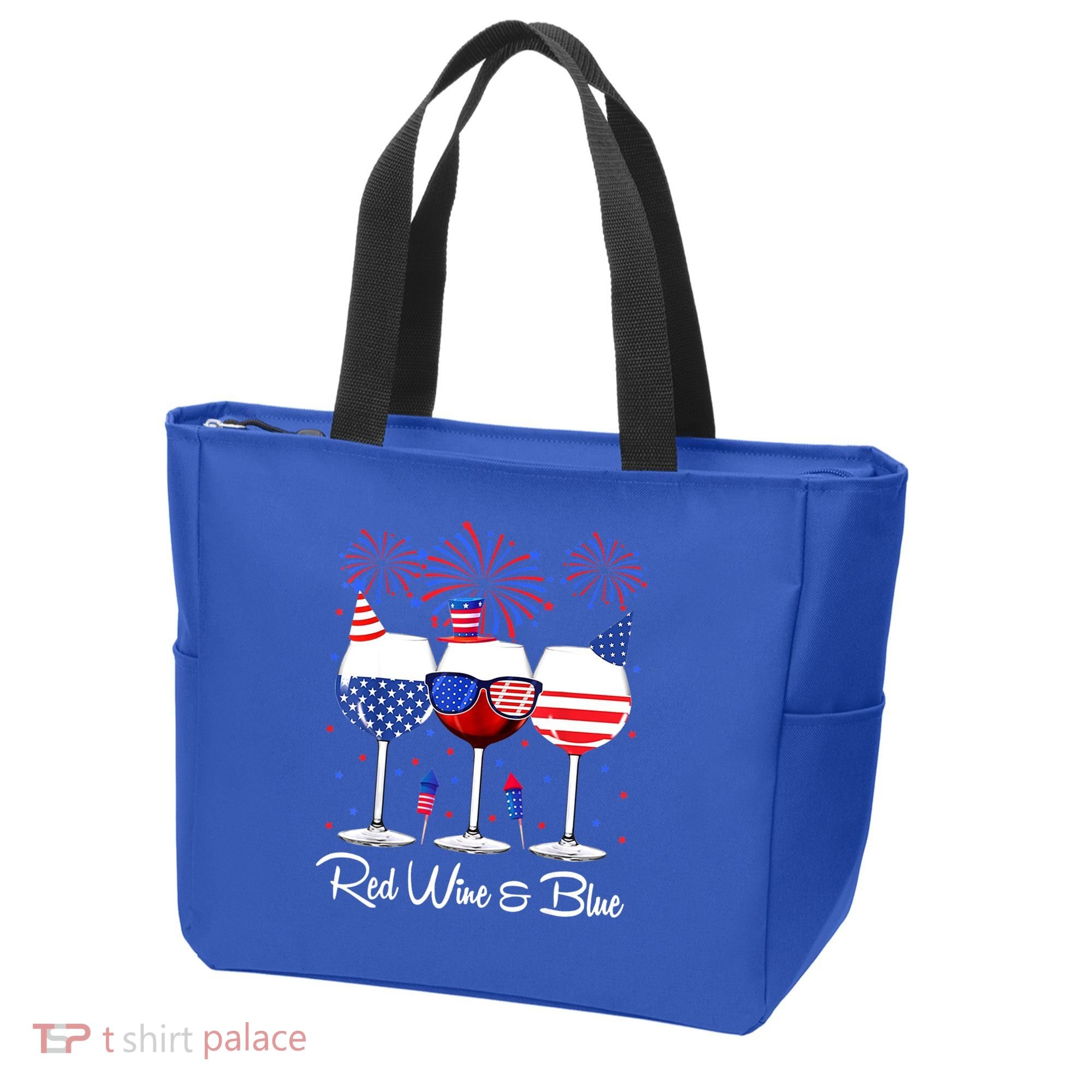 Red Wine & Blue 4th Of July Wine Red White Blue Wine Glasses Tote Bag