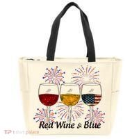 Red Wine & Blue 4th Of July Red White Blue Wine Glasses Tote Bag thumb 0