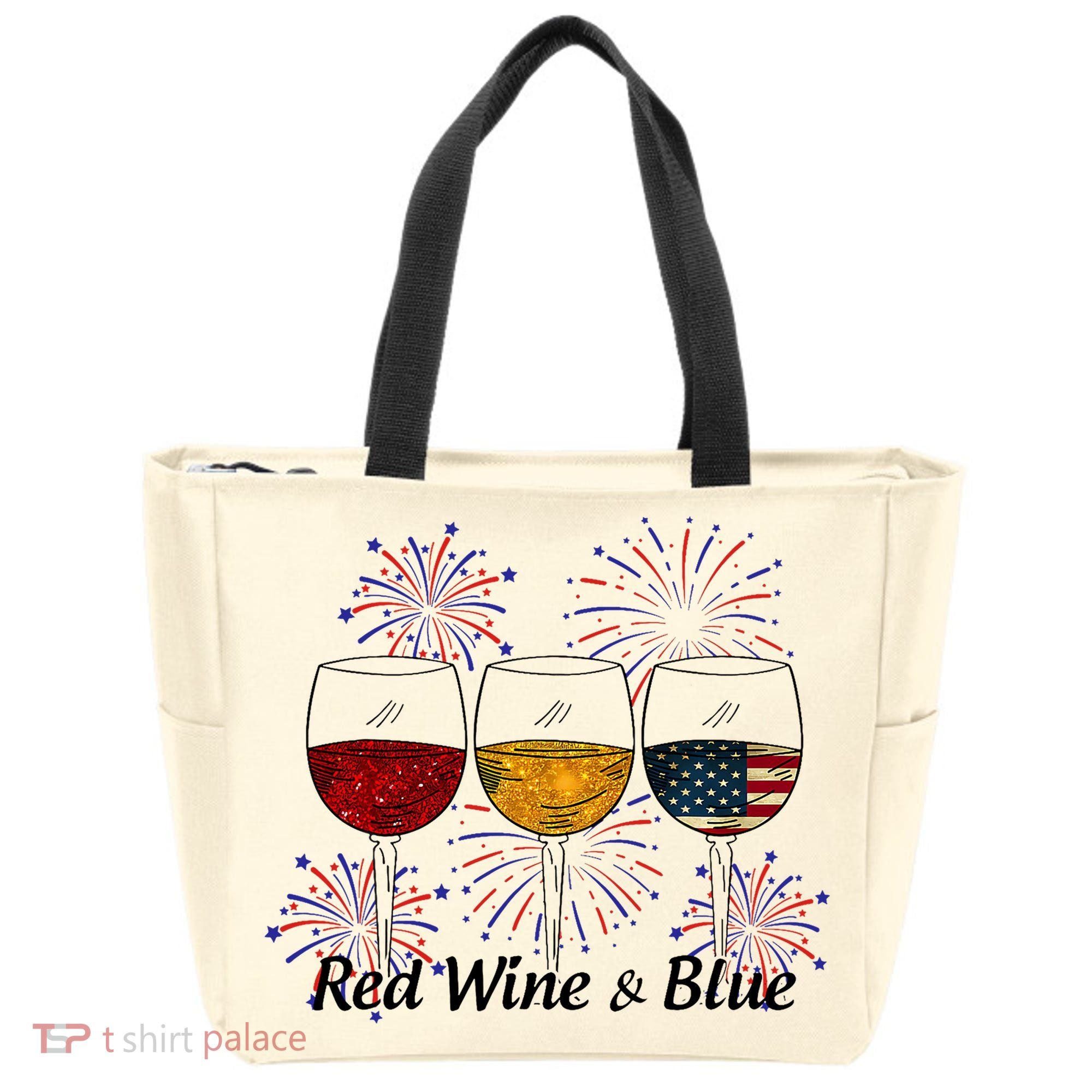 Red Wine & Blue 4th Of July Red White Blue Wine Glasses Tote Bag