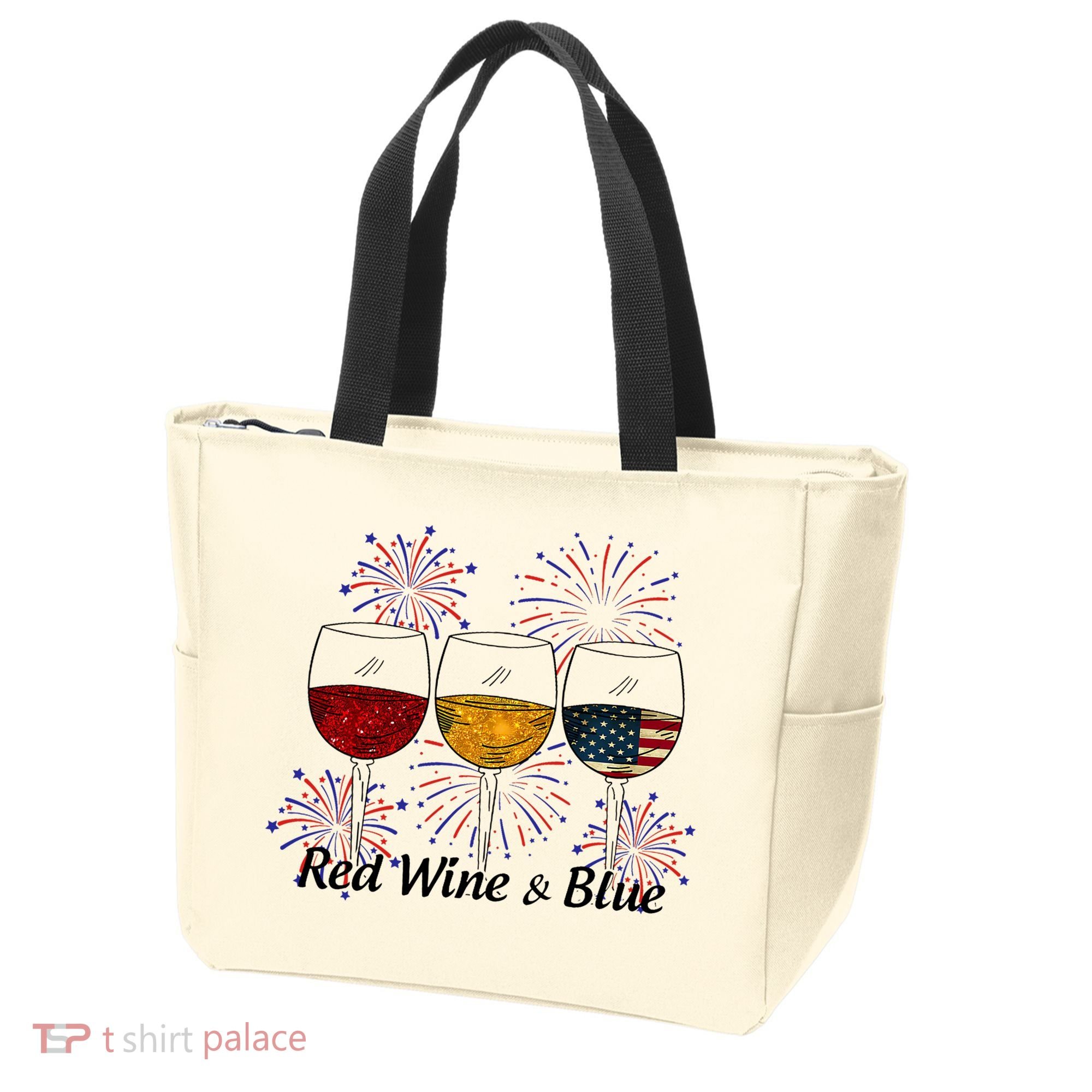 Red Wine & Blue 4th Of July Red White Blue Wine Glasses Tote Bag