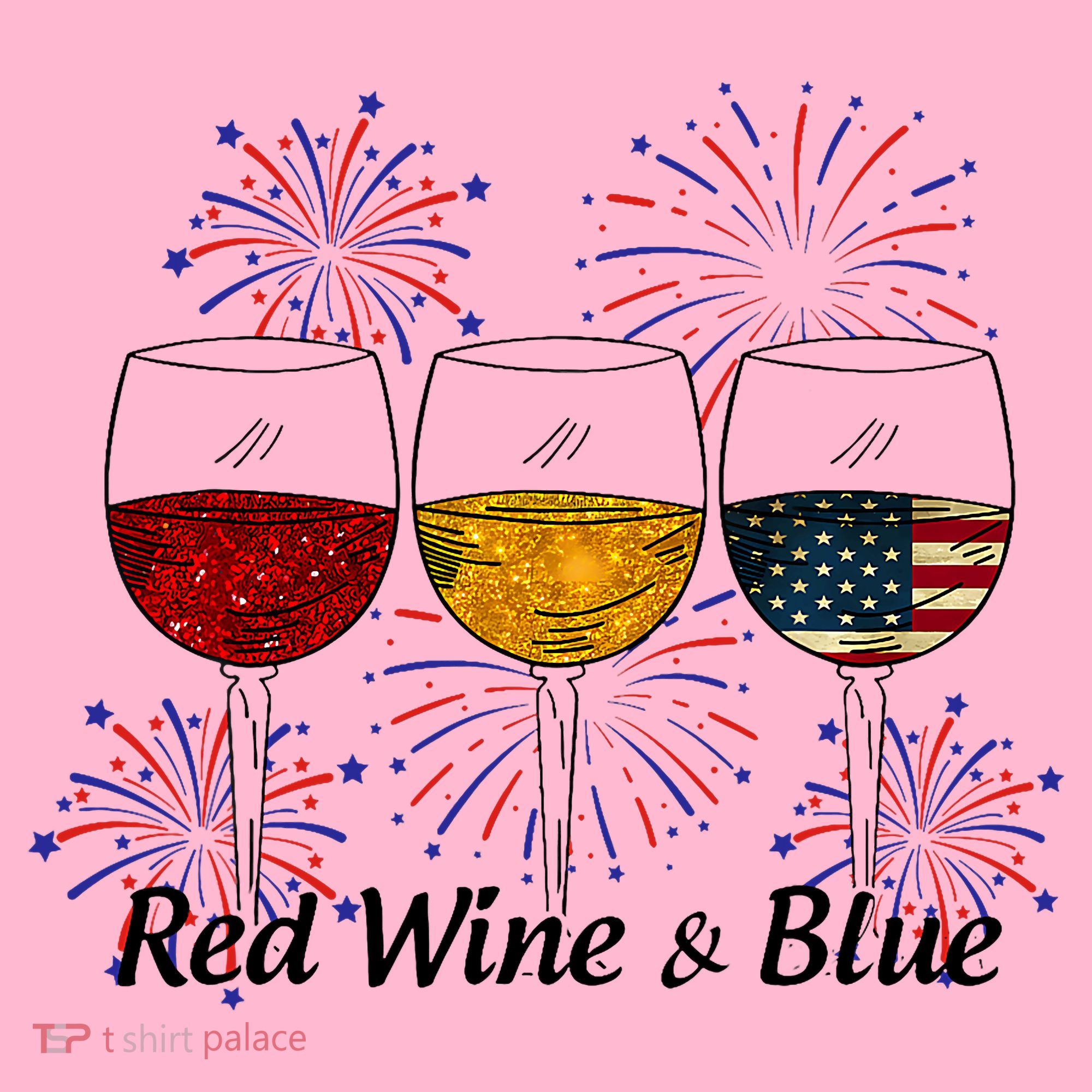 Red Wine & Blue 4th Of July Red White Blue Wine Glasses Coaster