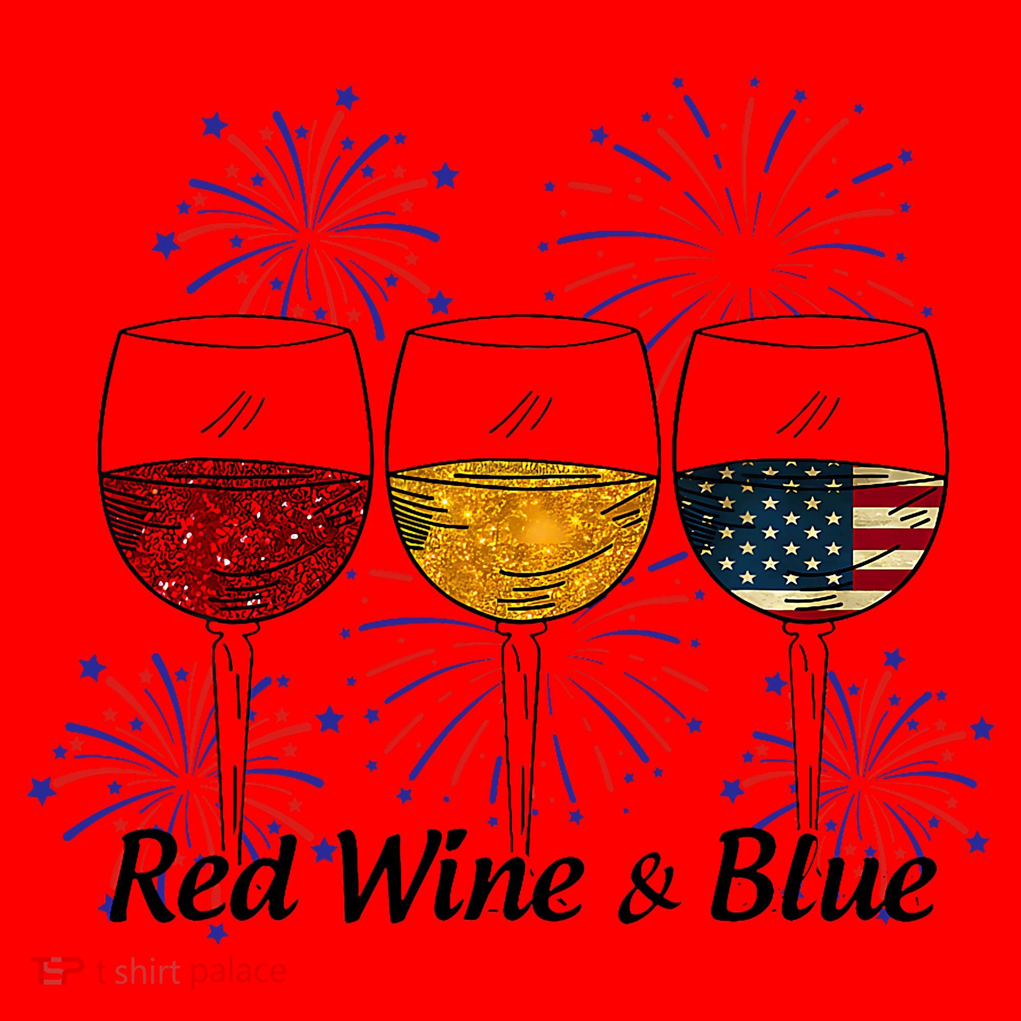 Red Wine & Blue 4th Of July Red White Blue Wine Glasses Santa Hat