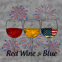 Red Wine & Blue 4th Of July Red White Blue Wine Glasses Toddler Hoodie thumb 2